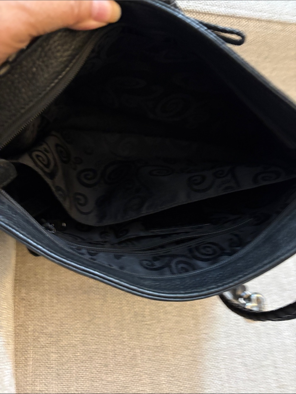 Brighton Black Pebbled Leather Shoulder Bag with Heart Charms - Picture 2 of 3